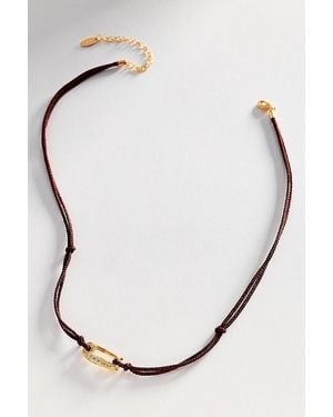 By Anthropologie Corded Crystal Carabiner Necklace - Pink