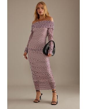 Anthropologie Off-The-Shoulder Mesh Maxi Dress - Brown