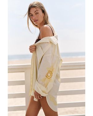 Celandine Cotton Eyelet Oversized Buttondown Shirt - Natural