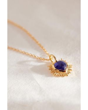 Rachel Jackson Plated Electric Love Birthstone Necklace - Blue