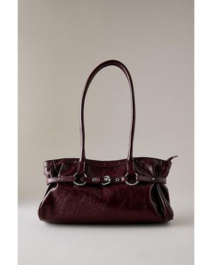 By Anthropologie The Love Knot Burnished Buckle Mini Slouchy Bag - Purple