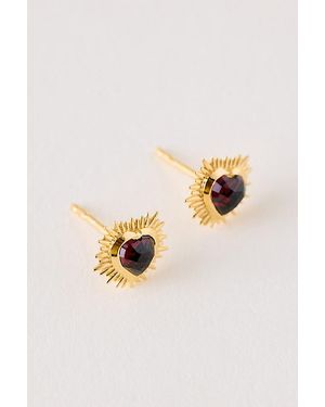 Rachel Jackson Electric Love Garnet Heart Earrings - Metallic