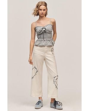 Maeve The Colette Linen-Blend Crop Love Notes Trousers By - Natural