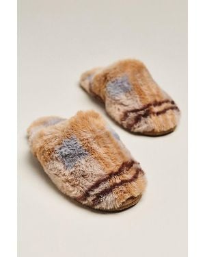 Maeve Faux-Fur Scuff Slippers - Natural