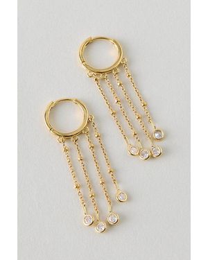By Anthropologie Plated Multi Drop Huggie Hoop Earrings - White