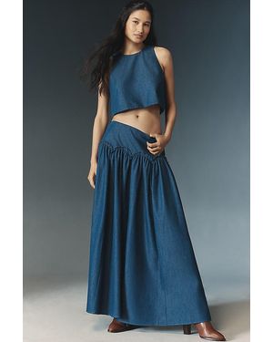 Mare Mare X Anthropologie Basque-Waist Maxi Skirt - Blue