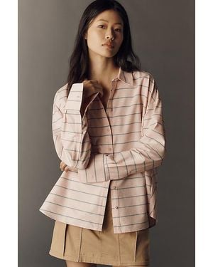Maeve Oversized Cocoon Buttondown Shirt - Brown