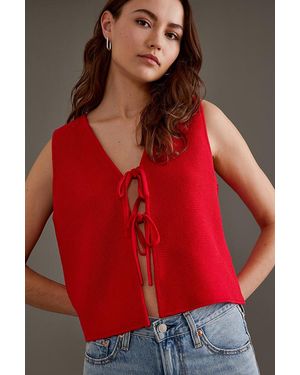 ALIGNE Isla V-neck Tie-front Knit Vest Top - Red