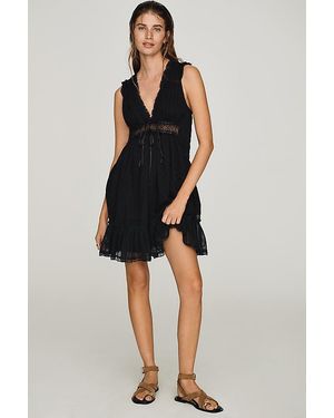 By Anthropologie Cotton Ruffle Mini Dress - Black
