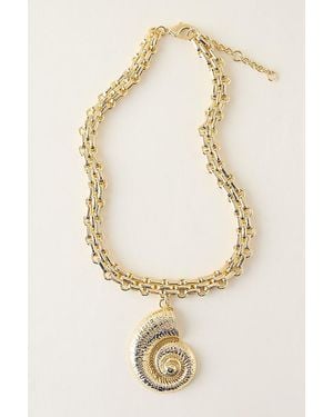 Anthropologie Chunky Spiral Shell Pendant Necklace - Natural