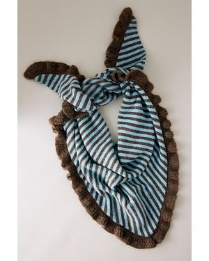 By Anthropologie Large Frill-Edge Knit Triangle Scarf - Brown