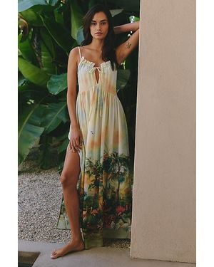 Celandine Sleeveless Scenic Maxi Dress - Green