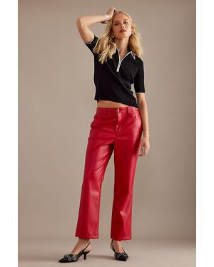 Never Fully Dressed Faux Leather Trousers - Red