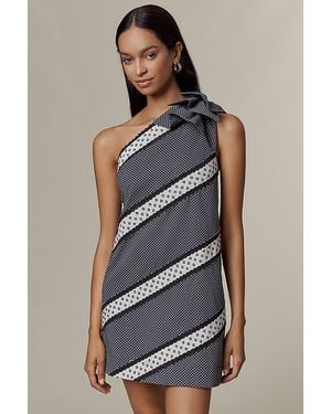 Maeve One-Shoulder Embellished Mini Dress - Blue