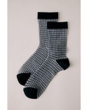 Anthropologie Sheer Textured Socks - Black