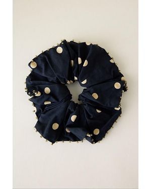 By Anthropologie Beaded Polka Dot Scrunchie - Blue