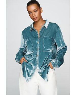 Pilcro The Hadley Relaxed Buttondown Shirt By Velvet Edition - Blue