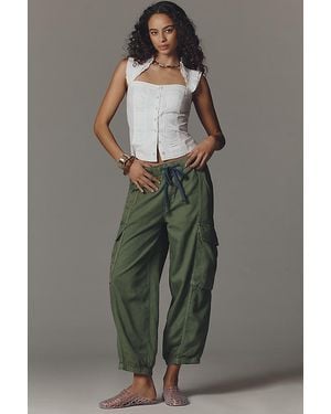 Pilcro Linen-Cotton Jogger Trousers - Green