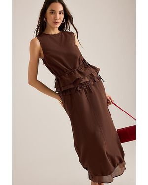 Damson Madder Amber Double Layer Midi Skirt - Brown