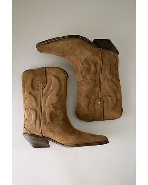 Bronx Chelsey Suede Western Boots - Natural