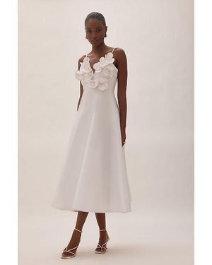By Anthropologie Rosie 3D Flower Midi Dress - Natural