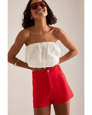 Maeve The Colette Linen-Blend Shorts By - Red