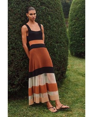 Maeve Sleeveless Blocked Knit Midi Dress - Blue