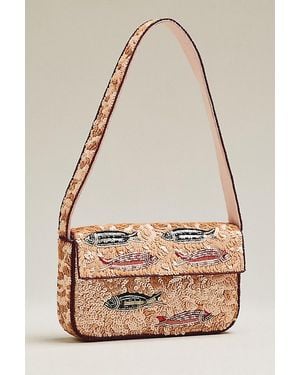 By Anthropologie The Fiona Beaded Bag: Icon Edition - Brown