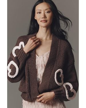 Maeve Heart Icon Open-Front Cardigan - Black