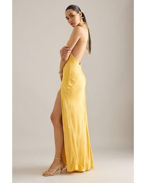Bardot Marabella Halter Linen-Blend Maxi Dress in Red | Lyst UK