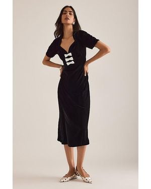 Nobody's Child Eleanor Bow-Front Velvet Midi Dress - Black