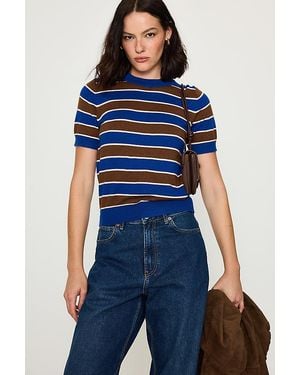 By Anthropologie Georgie Short-Sleeve Knit Top - Blue
