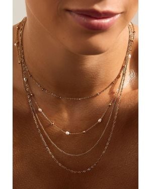 By Anthropologie Water-Resistant Beaded Faux-Pearl Necklace - Brown