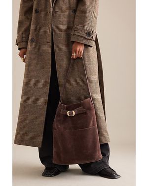 By Anthropologie Suede Buckle Tote Bag - Red