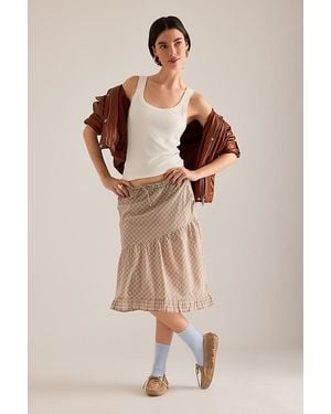 Damson Madder Sigourney Ruffle Midi Skirt - Natural