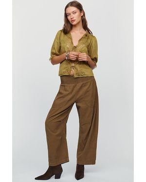 Pilcro Reese 100% Cotton Corduroy High-Rise Wide-Leg Trousers - Natural