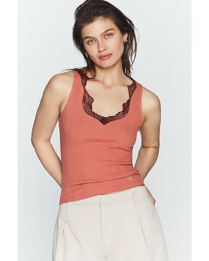 Maeve Lace V-Neck Tank Top - Red