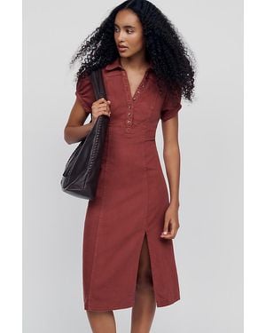 Pilcro Rebekah Denim Slim Midi Dress - Red
