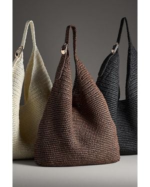 By Anthropologie The Love Knot Slouchy Bag: Raffia Buckle Edition - Brown