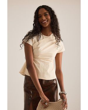 laagam Raven Draped Blouse - Natural
