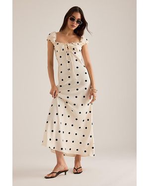 Bardot Stasia Polka Dot Satin Maxi Slip Dress - Natural