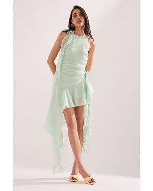 Bardot Ivana Asymmetric Ruffle Mini Dress - Green