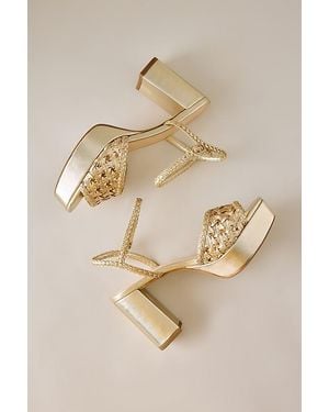 By Anthropologie Woven Platform Heels - Natural