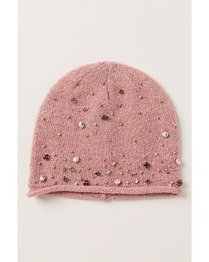 By Anthropologie Cuffless Embellished Beanie - Pink