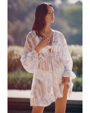 Celandine Printed Drawstring Getaway Kaftan - Brown