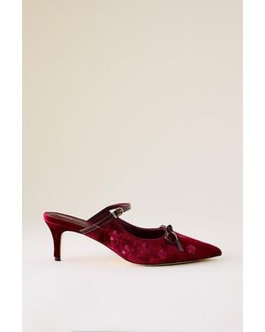 Maeve Bow Kitten-Heel Mules - Red