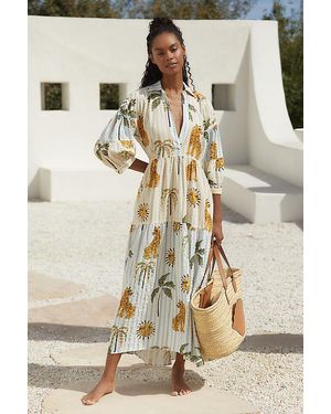 LouLou Avenue The Carolita Printed Tiered Shirt Dress: Edition - Natural