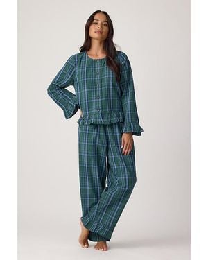 TBCo Plaid 100% Cotton Long Pyjama Set - Blue