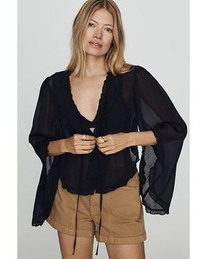 By Anthropologie Mariana Tie-Front Blouse - Blue