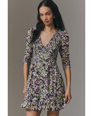 By Anthropologie The Peregrine Long-Sleeve V-Neck Mini Dress - Grey